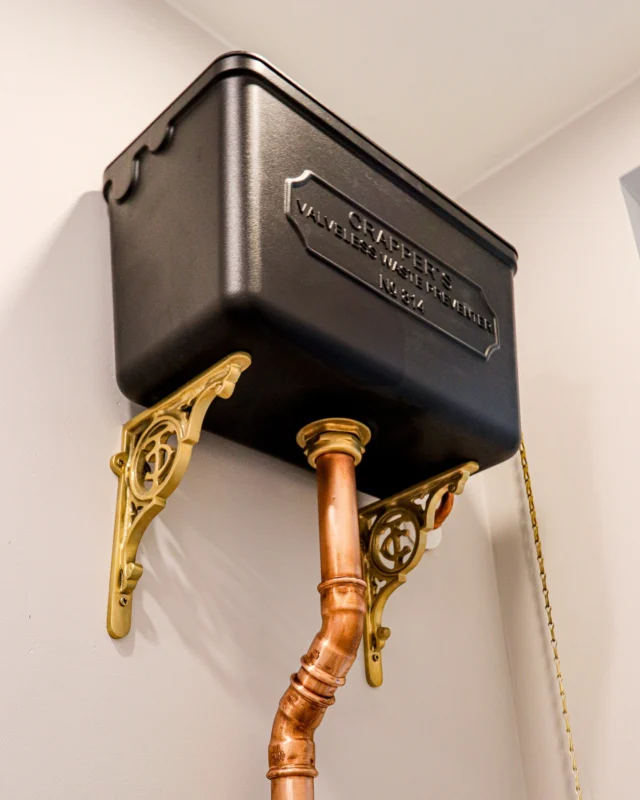 Bending pipes in this latest cloakroom. 🧑🏼‍🔧 The customer fell in love with the high level Thomas crapper so we made it happen. 

Taking design and practicality to a whole new level with this gorgeous cloakroom! Not your conventional way to have a cistern but we think it works SOO well in this space. 😍

Designed, supplied and installed by us loved by the client. 

Hands up if you love a Thomas Crapper cloakroom 🙋🏼‍♀️

#thomascrapper #cloakroomideas #cloakroom #cloakroomdesign #cloakrooms